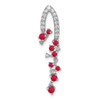 Lex & Lu 14k White Gold Lab Grown Diamond SI1/SI2, G H I, & Created Ruby Pendant LAL2449 - Lex & Lu