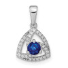 Lex & Lu 14k White Gold Diamond & Blue Sapphire Triangle Pendant - Lex & Lu