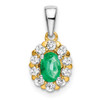 Lex & Lu 14k Two-tone Gold Emerald and Diamond Pendant LAL2566 - Lex & Lu