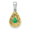 Lex & Lu 14k Two-tone Gold Emerald and Diamond Pendant LAL2569 - 4 - Lex & Lu