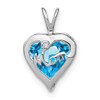 Lex & Lu 14k White Gold Blue Topaz and Diamond Pendant LAL2582 - Lex & Lu