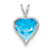 Lex & Lu 14k White Gold Blue Topaz and Diamond Pendant LAL2582 - 4 - Lex & Lu