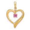 Lex & Lu 14k Yellow Gold Created Pink Sapphire and Diamond Pendant LAL2604 - Lex & Lu