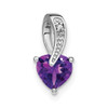 Lex & Lu 14k White Gold Amethyst and Diamond Pendant LAL2624 - Lex & Lu