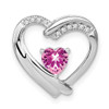 Lex & Lu Sterling Silver Created Pink Sapphire and Diamond Pendant LAL2652 - Lex & Lu