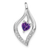 Lex & Lu 14k White Gold Amethyst and Diamond Pendant LAL2661 - Lex & Lu