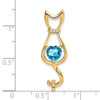 Lex & Lu 14k Yellow Gold Blue Topaz and Diamond Cat Pendant - 3 - Lex & Lu