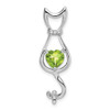 Lex & Lu 10k White Gold Peridot and Diamond Cat Pendant - Lex & Lu