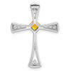 Lex & Lu 14k White Gold Citrine and Diamond Cross Pendant LAL2705 - 4 - Lex & Lu