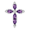 Lex & Lu 14k White Gold Amethyst and Diamond Cross Pendant LAL2792 - Lex & Lu