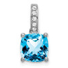 Lex & Lu 14k White Gold Blue Topaz and Diamond Pendant LAL2854 - Lex & Lu