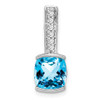 Lex & Lu 14k White Gold Blue Topaz and Diamond Pendant LAL2859 - Lex & Lu