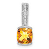 Lex & Lu 14k White Gold Citrine and Diamond Pendant LAL2860 - Lex & Lu