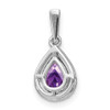 Lex & Lu 14k White Gold Amethyst and Diamond Pendant LAL2880 - 4 - Lex & Lu