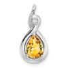 Lex & Lu 14k White Gold Citrine and Diamond Pendant LAL2911 - Lex & Lu