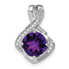 Lex & Lu 14k White Gold Amethyst and Diamond Pendant LAL2937 - Lex & Lu