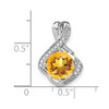 Lex & Lu 14k White Gold Citrine and Diamond Pendant LAL2939 - 3 - Lex & Lu