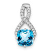 Lex & Lu 14k White Gold Blue Topaz and Diamond Pendant LAL2943 - Lex & Lu