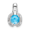 Lex & Lu 14k White Gold Blue Topaz and Diamond Pendant LAL2948 - 4 - Lex & Lu