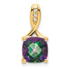 Lex & Lu 14k Yellow Gold Mystic Fire Topaz and Diamond Pendant LAL2964 - Lex & Lu