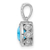 Lex & Lu 14k White Gold Cushion Blue Topaz and Diamond Pendant - 2 - Lex & Lu