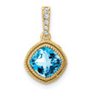 Lex & Lu 14k Yellow Gold Cushion Blue Topaz and Diamond Pendant - Lex & Lu