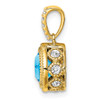 Lex & Lu 14k Yellow Gold Cushion Blue Topaz and Diamond Pendant - 2 - Lex & Lu