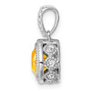 Lex & Lu 14k White Gold Cushion Citrine and Diamond Pendant - 2 - Lex & Lu