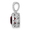 Lex & Lu 14k White Gold Cushion Garnet and Diamond Pendant - 2 - Lex & Lu