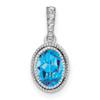 Lex & Lu 14k White Gold Oval Blue Topaz and Diamond Pendant LAL3046 - Lex & Lu