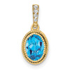 Lex & Lu 14k Yellow Gold Oval Blue Topaz and Diamond Pendant - Lex & Lu