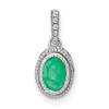 Lex & Lu 14k White Gold Emerald and Diamond Pendant LAL3050 - Lex & Lu