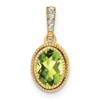 Lex & Lu 14k Yellow Gold Oval Peridot and Diamond Pendant - Lex & Lu