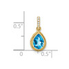 Lex & Lu 14k Yellow Gold Pear Blue Topaz and Diamond Pendant - 4 - Lex & Lu