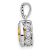 Lex & Lu 14k White Gold Pear Citrine and Diamond Pendant - 2 - Lex & Lu