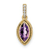 Lex & Lu 14k Yellow Gold Marquise Amethyst and Diamond Pendant - Lex & Lu