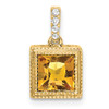 Lex & Lu 14k Yellow Gold Square Citrine and Diamond Pendant - Lex & Lu