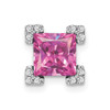 Lex & Lu 14k White Gold Square Created Pink Sapphire and Diamond Pendant - Lex & Lu