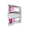 Lex & Lu 14k White Gold Octogon Created Pink Sapphire and Diamond Pendant LAL3110 - 2 - Lex & Lu