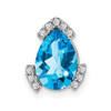 Lex & Lu 14k White Gold Pear Blue Topaz and Diamond Pendant LAL3117 - Lex & Lu