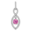 Lex & Lu 14k White Gold Created Pink Sapphire and Diamond Pendant LAL3130 - Lex & Lu