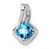 Lex & Lu 10k White Gold Blue Topaz and Diamond Pendant LAL3136 - Lex & Lu