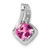 Lex & Lu 14k White Gold Created Pink Sapphire and Diamond Pendant LAL3140 - Lex & Lu