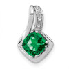 Lex & Lu 14k White Gold Created Emerald and Diamond Pendant LAL3142 - Lex & Lu
