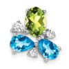 Lex & Lu 14k White Gold Blue Topaz & Peridot and Diamond Pendant - Lex & Lu