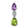 Lex & Lu 14k White Gold Amethyst & Peridot and Diamond Pendant - Lex & Lu