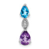 Lex & Lu 14k White Gold Blue Topaz & Amethyst and Diamond Pendant LAL3167 - Lex & Lu