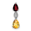 Lex & Lu 14k White Gold Garnet & Citrine and Diamond Pendant - Lex & Lu