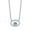 Lex & Lu 14k White Gold Blue Topaz and Diamond Necklace LAL3176 - Lex & Lu