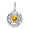 Lex & Lu 14k White Gold Citrine and Diamond Pendant LAL3191 - Lex & Lu